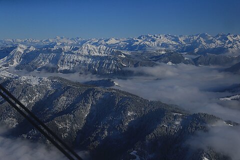 Links oben Glärnisch, rechts Innerschweizer Alpen.