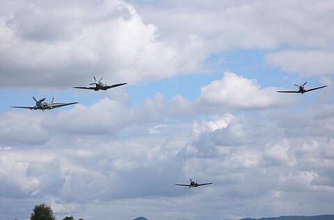 Skyrader, Spitfire, P-40 und Focke Wulf 190.