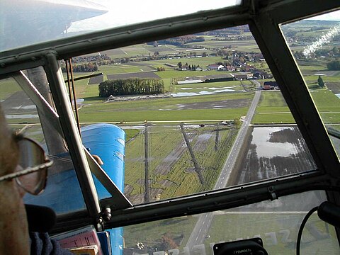 Blick auf das überschwemmte Gebiet der Umgebung von Grenchen.