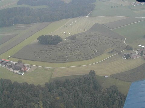 Auf einem Rundflug wird dieser Irrgarten überflogen.