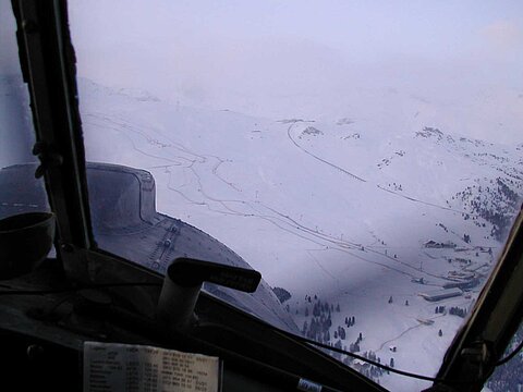 Flug über das WM-Gelände der Skifahrer.