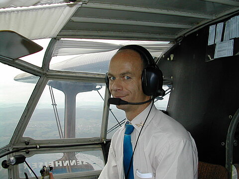 Copilot Christoph auf dem Rückflug nach Grenchen.