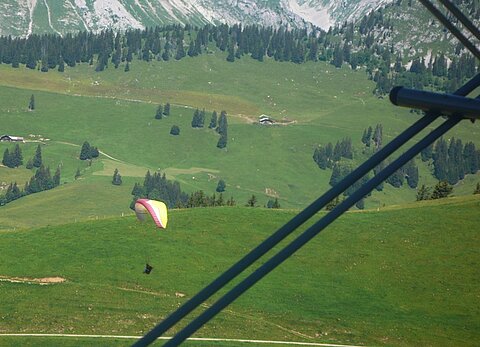 Wir begegnen Gleitschirmflieger.