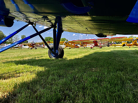 Viele Oldtimerflugzeuge aus der Schweiz sind gekommen.