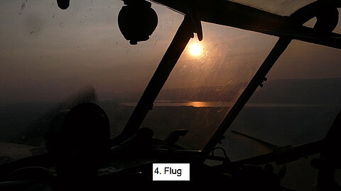 4. Flug Bielersee mit tiefstehender Sonne.