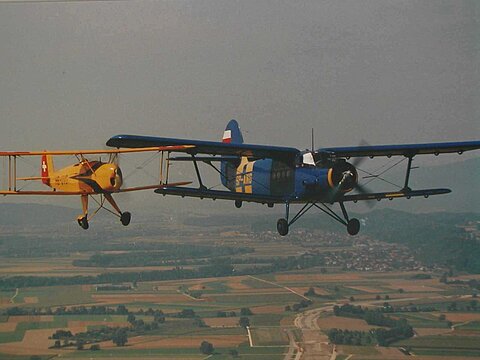 In Formation mit dem Bücker Jungmann.