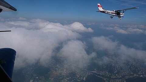 Das Fotoflugzeug für die Stanserhornumrundung.