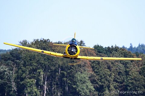 Im tiefen Überflug die T-6.