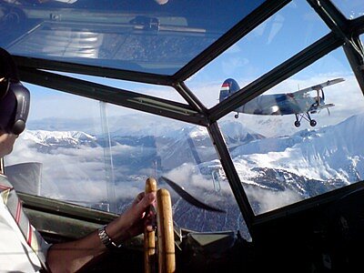 Die An-2 aus dem Ju-52 Cockpit gesehen.