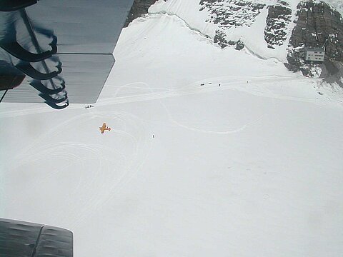 Gletscherlandung auf dem Jungfraujoch.