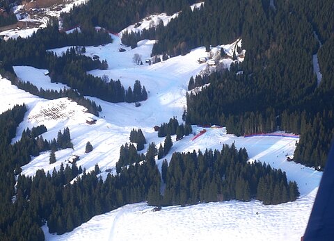 Lauberhornrennen v.l.n.r Ziel "S", Österreicherloch und Seilersprung.
