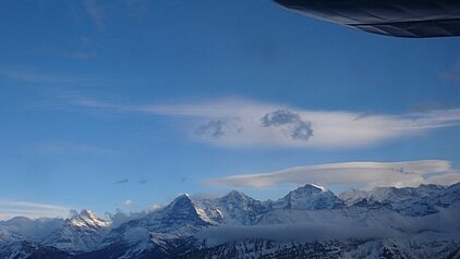 Ein Blick zurück, Eiger, Mönch, Jungfrau.