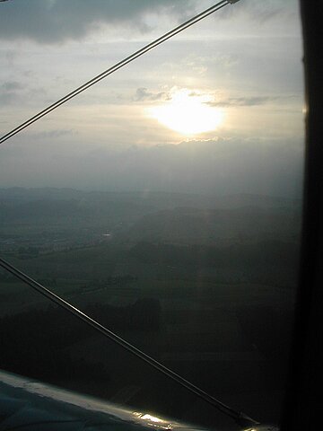 Dämmerung auf dem Rückflug nach Grenchen.