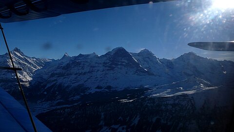 Schreckhorn, Finsterarhorn, Eiger, Mönch und Jungfrau.